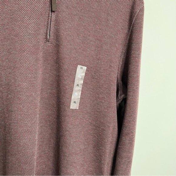 Tasso Elba Mens Size XL NEW Red Velvet 1/4 Zip Pullover Longsleeve Top Shirt - Picture 3 of 10